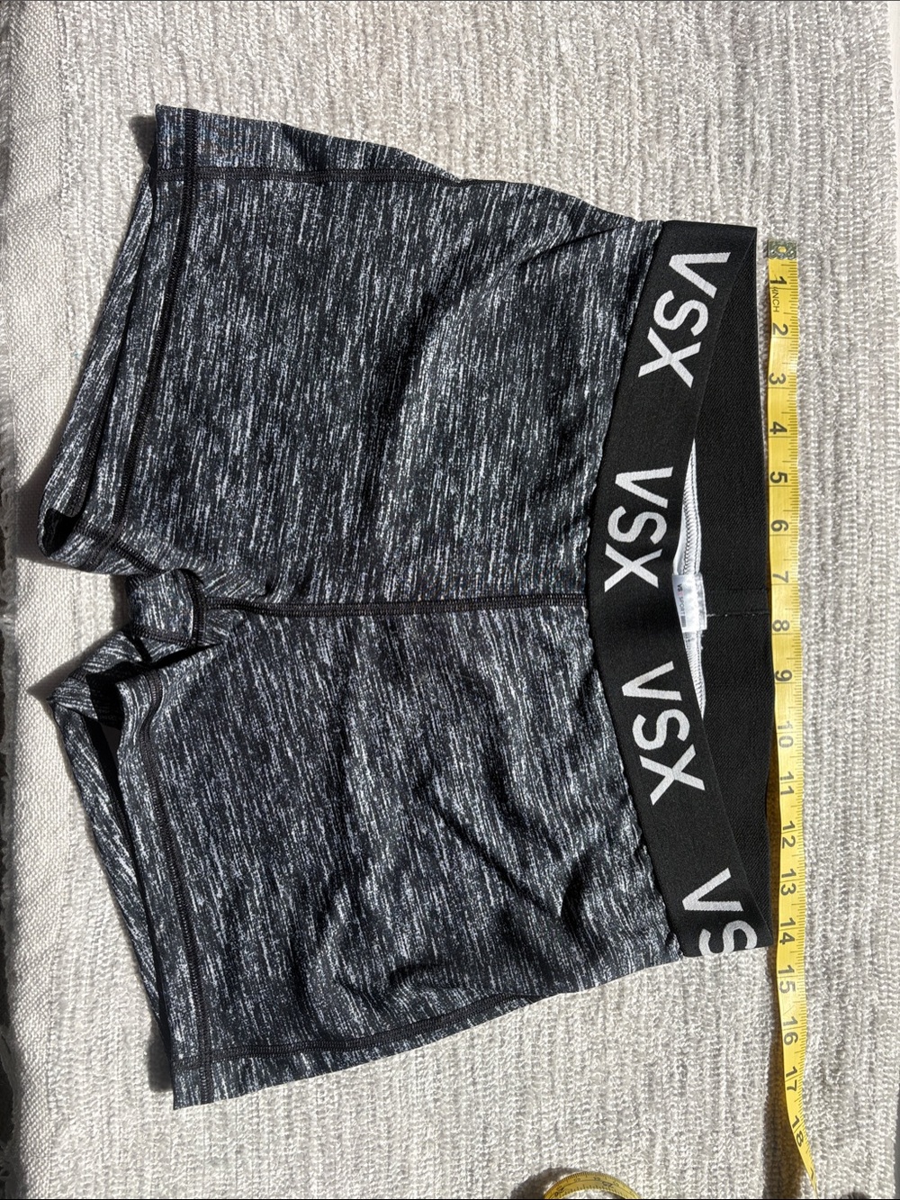 VSX Heathered Black Athletic Shorts with Logo Waistband